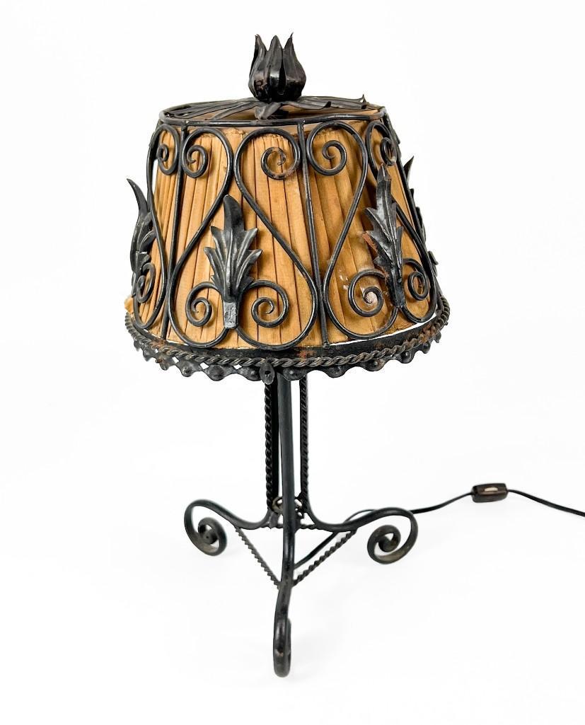 Antique Wrought Iron Gothic Table Lamp (1 of 6)