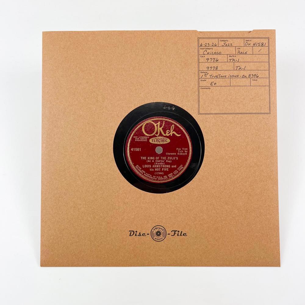 Ok 41581 Louis Armstrong And His Hot Five - Lonesome Blues (A) / The King Of The Zulu's (B): Ok 41581 Louis Armstrong And His Hot Five - Lonesome Blues (A) / The King Of The Zulu's (B). This record is part of a 800+ piece single-owner collection from a Los Angeles estate.We believe that any i