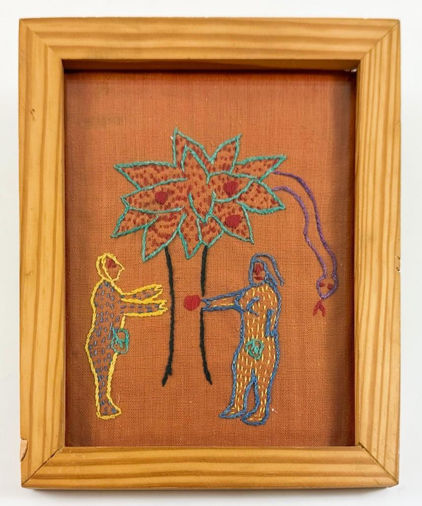 Adam and Eve Garden of Eden Cross Stitch Needlepoint Folk Art (1 of 3)