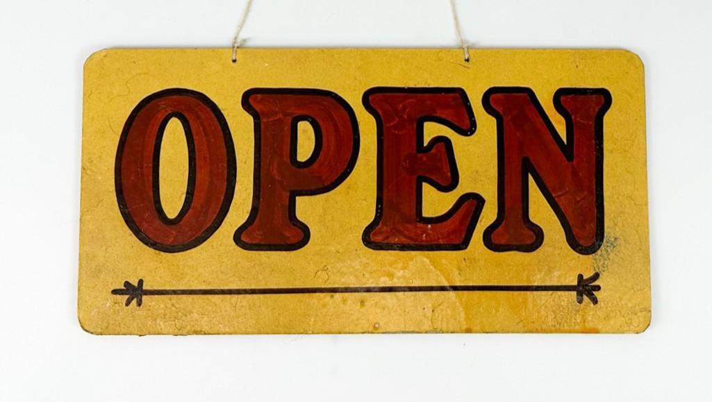 Vintage Two Sided OPEN / CLOSED Hand-painted Sign (1 of 3)