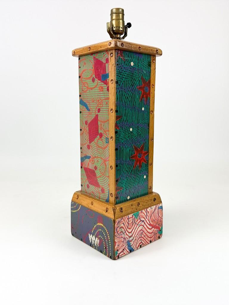 Whimsical Hand-painted Wood Folk Art Lamp (1 of 17)