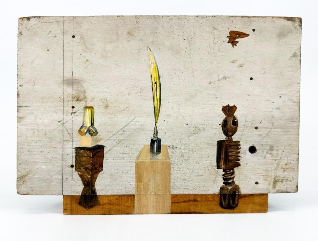 Artist Unknown Outsider Painting On Wood Sculpture (1 of 11)