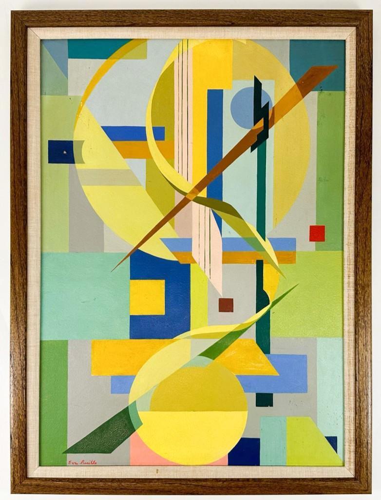 Eva Lucille Kirchner (1901-1991) Oil On Board Cubist Abstract Painting (1 of 6)