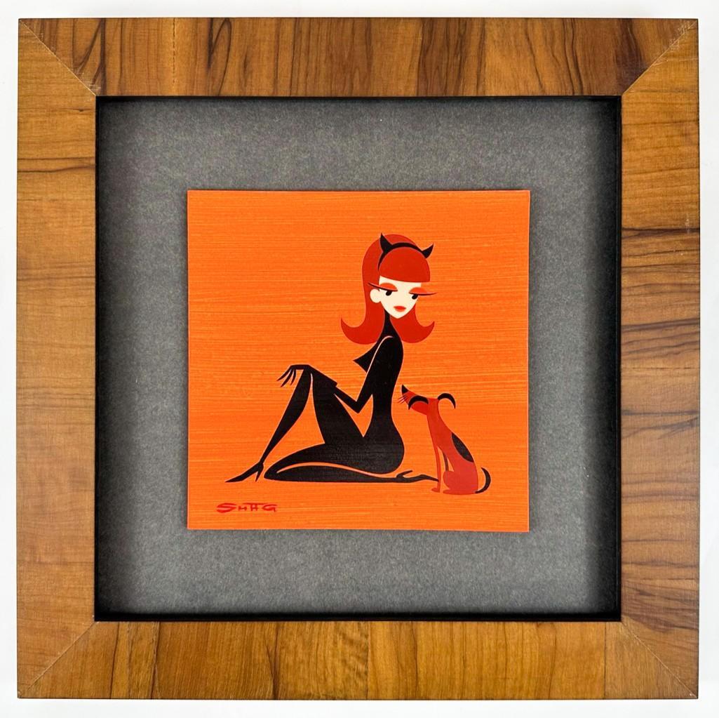 Shag /Josh Agle (b. 1962) Painting Girl with Dog Signed (1 of 4)