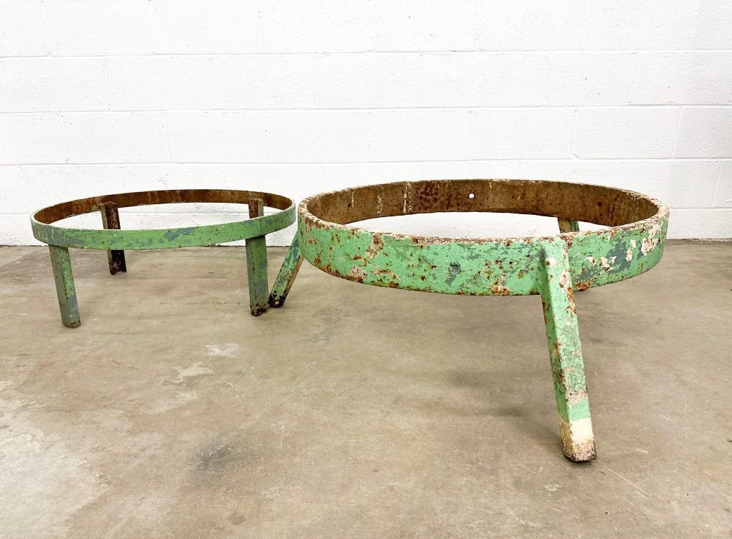 Two Monumental Green Painted Patina Steel Planter Stand Holders (1 of 9)