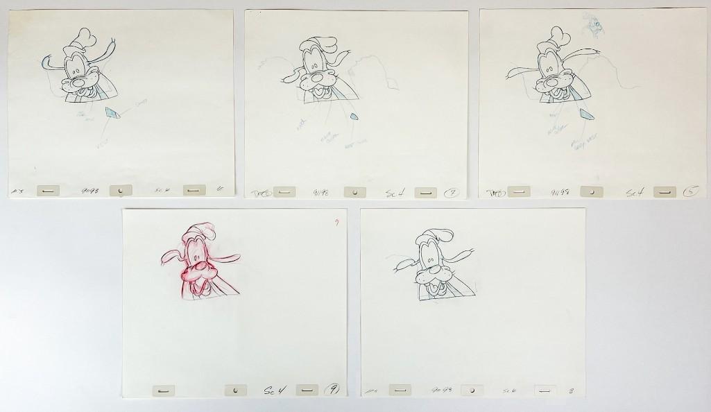 Lot of 5 Original Disney Goofy Production Drawings (1 of 8)