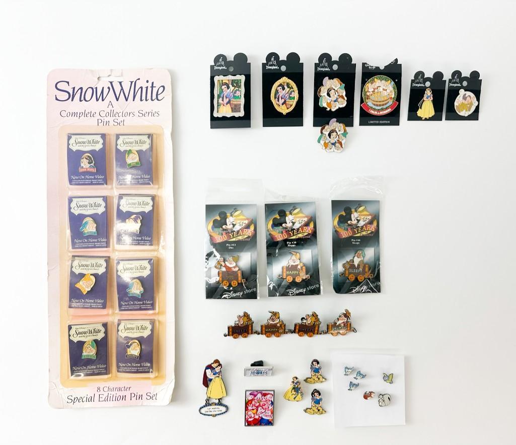 Lot of 34 Disney Enamel Pins Snow White: Weight .75 lbs.