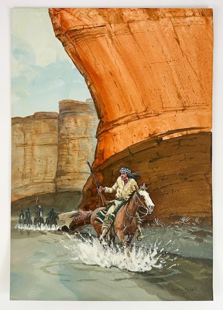 Austin Deuel (1939-2021) Watercolor and Gouache On Board Native American on Horseback (1 of 5)