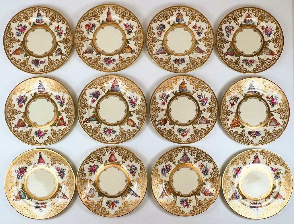Set of 12 Dresden Saxony Hand Painted Dinner Plates (1 of 17)