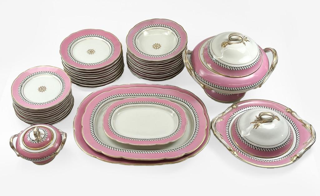 44 Pc. George Grainger Worcester Semi Porcelain Pink China Set (1 of 16)