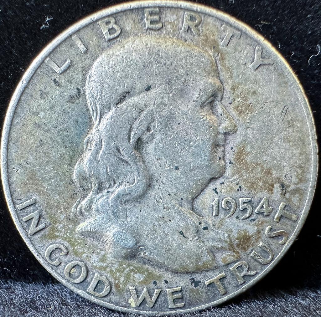 1954 Franklin Half Dollar US Coin 90% Silver (1 of 2)