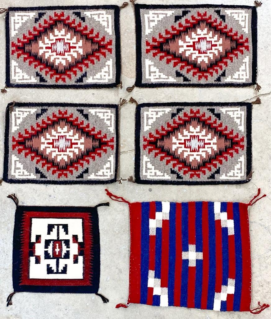 Lot of 6 Navajo Miniature Wool Rugs Incl. Angielita Bahe (1 of 10)