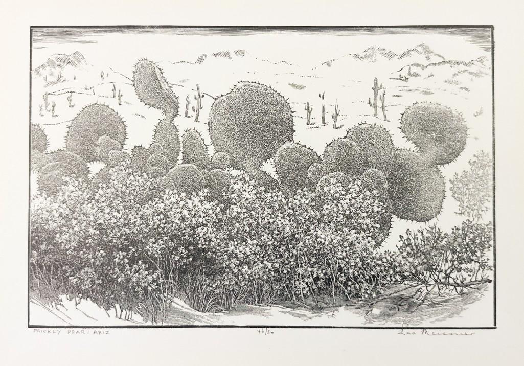 Leo John Meissner (1895-1977) Pencil Signed Wood Engraving, Prickly Pear Arizona (1 of 8)