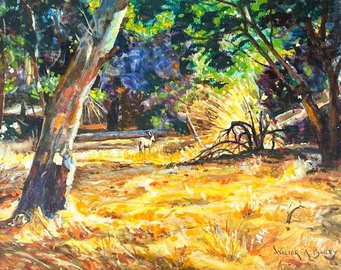 Walter Alexander Bailey (1894-1989) Oil On Canvas-Laid Board Wooded Vista (1 of 10)