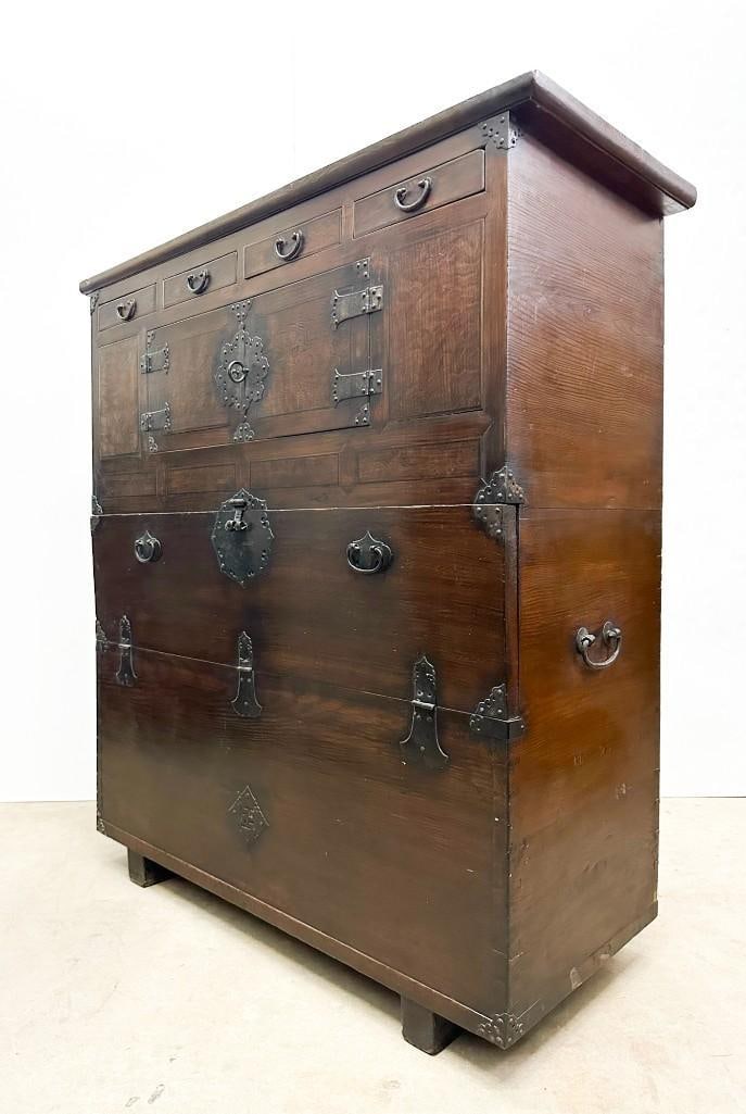 Chinese 2 Pc Cabinet w/ Hand Wrought Metal Hardware (1 of 12)