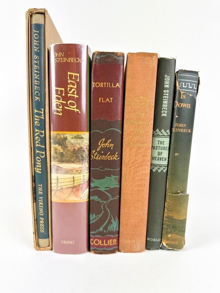 Lot of 6 John Steinbeck Books Red Pony 1945, East of Eden 1945, Tortilla Flat 1935 (1 of 20)