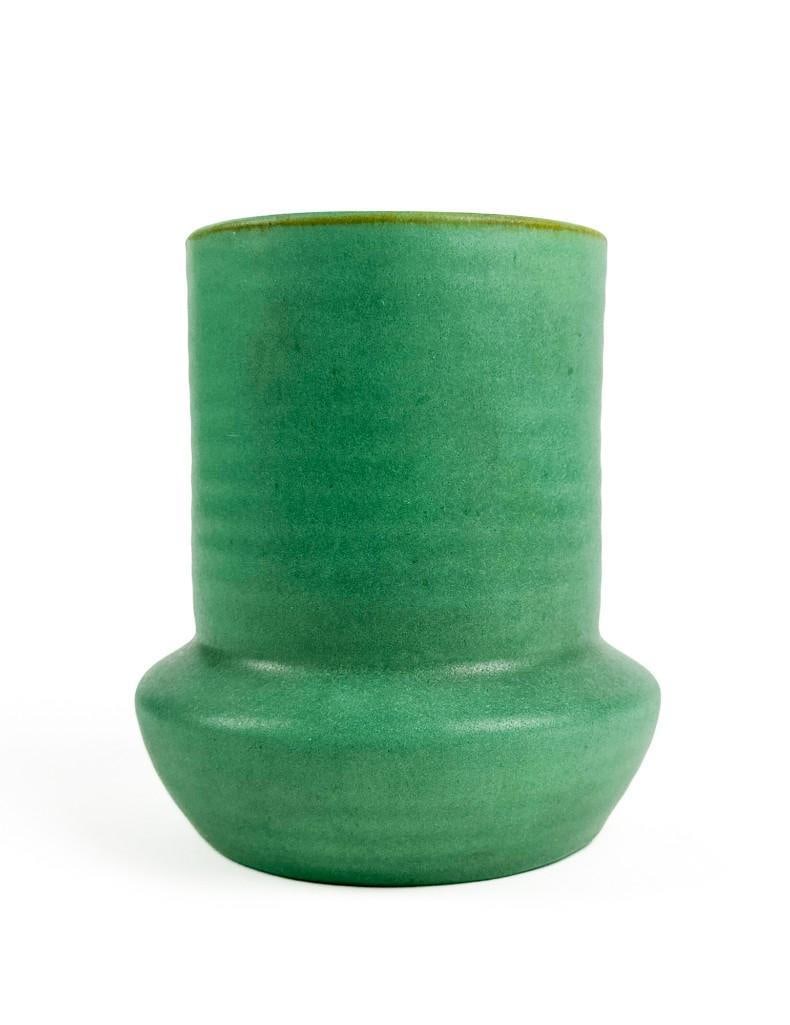 Teco Art Pottery Ribbed Green Vase (1 of 7)