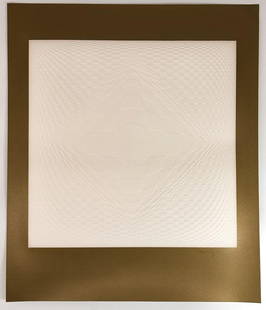 Victor Vasarely (1907-1997) Signed Numbered 8/150 Embossed Paper Print Vertigo: Victor Vasarely (1907-1997) Signed Numbered 8/150 Embossed Paper Print Vertigo. Signed in ink lower right. Numbered 8/150 lower left. Good condition with tape residue on top corners of back. Approx. 2