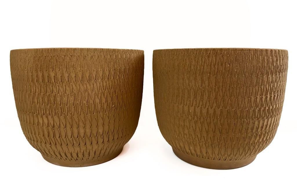 Pair Gainey Pottery Sgraffito Ceramic Planters In the Style of David Cressey (1 of 12)