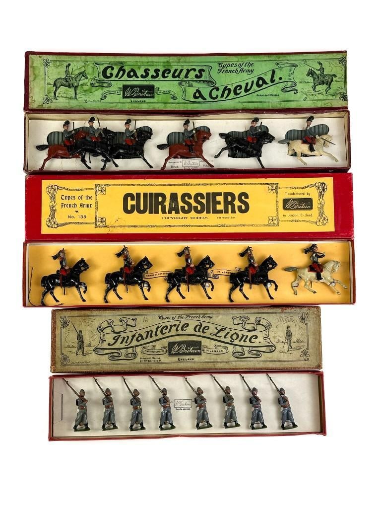 Lot of 3 Britains French Army Infantry & Horseback Lead Soldier Sets (1 of 8)