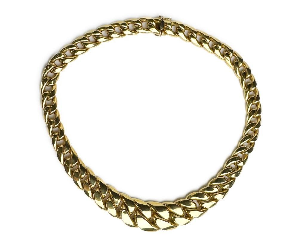 18K Gold Italian Graduated Gold Link Chain Necklace 18" Long (1 of 5)