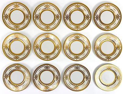 Set of 12 Minton for Tiffany & Co. Porcelain Bread Plates: Set of 12 Minton for Tiffany & Co. Porcelain Bread Plates. In good condition. No chips, cracks or repairs. Approx. 6.25 in. H x 6.25 in. W x.5 in. D Weight 5 lbs. total.