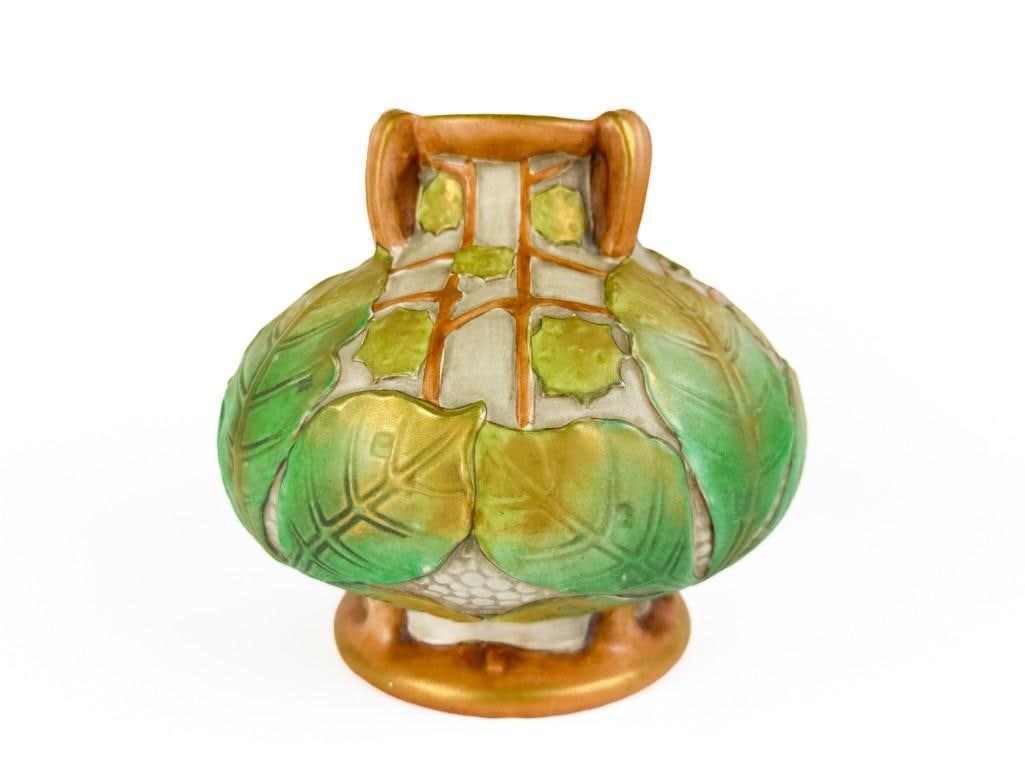 Austrian Amphora Porcelain Chestnut Leaf Vase (1 of 9)