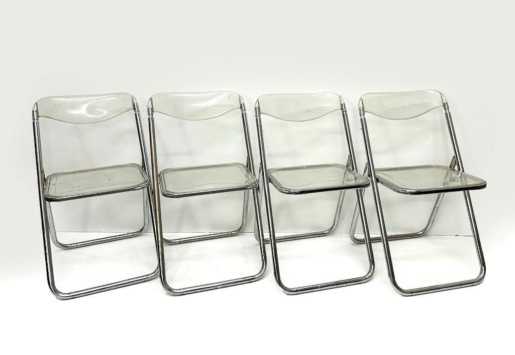Set of 4 Italian Gian Pierre Lucite Folding Chairs (1 of 9)