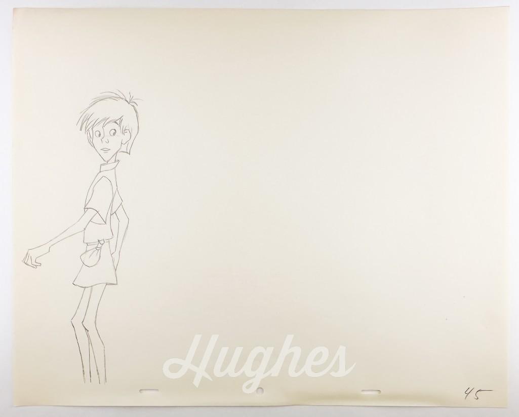 Original Disney Animation Drawing Wart King Arthur from The Sword in the Stone (1963) Production Art: Original Disney Animation Drawing Wart King Arthur from The Sword in the Stone ((Walt Disney Productions, 1963) Production Art Numbered: Wart 45 Condition: Creased corner upper left. Paper size approx