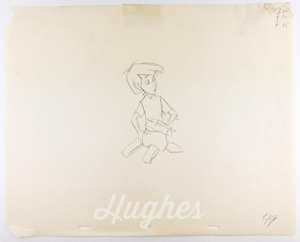 Original Disney Animation Drawing Wart King Arthur from The Sword in the Stone (1963) Production Art: Original Disney Animation Drawing Wart King Arthur from The Sword in the Stone (Walt Disney Productions, 1963) Production Art Numbered: Wart Fin Bal 62 Condition: Creases by left arm. Paper size appro