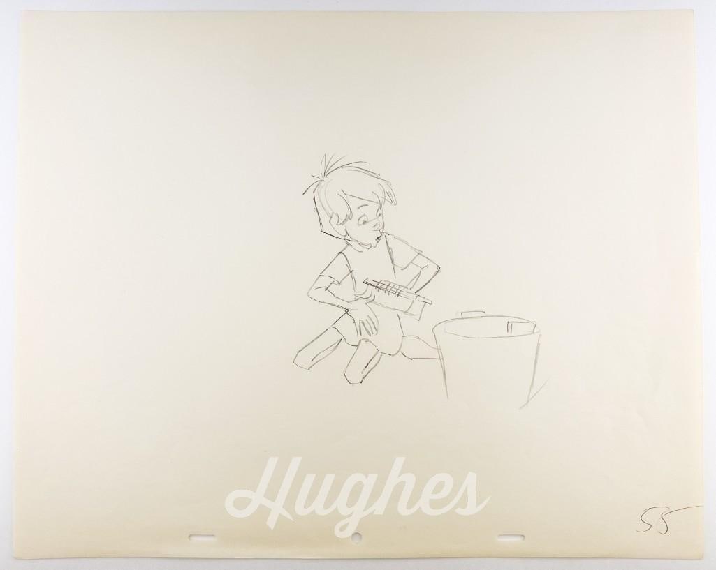 Original Disney Animation Drawing Wart King Arthur from The Sword in the Stone (1963) Production Art: Original Disney Animation Drawing Wart King Arthur from The Sword in the Stone (Walt Disney Productions, 1963) Production Art Numbered: Wart 49 Condition: Tape on top edge, tears on left corners, pape