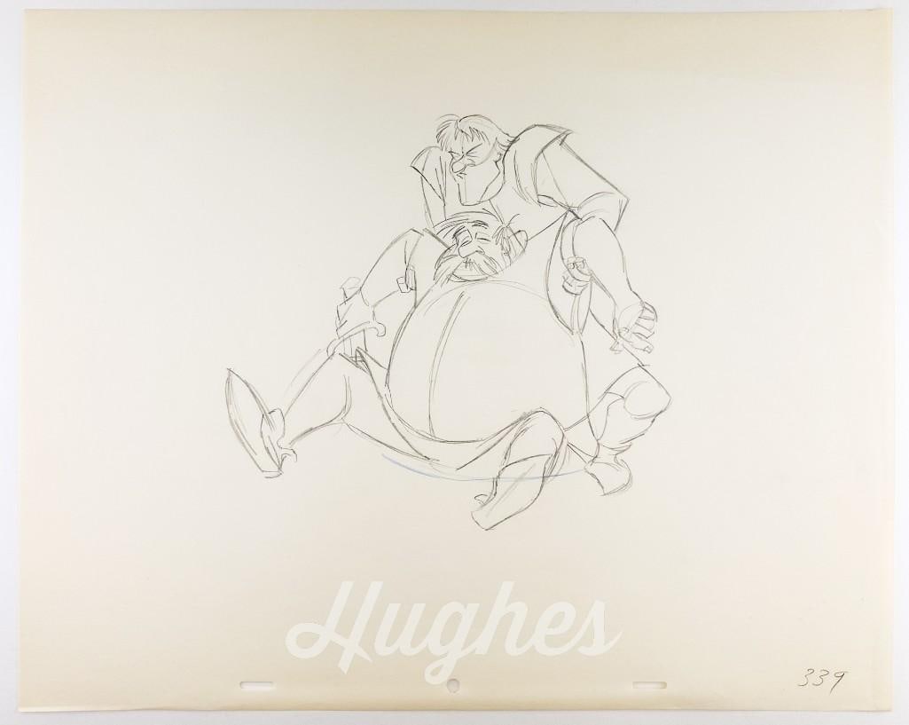 Original Disney Animation Drawing Sir Ector & Kay from The Sword in the Stone (1963) Production Art: Original Disney Animation Drawing Sir Ector & Kay The Sword in the Stone (Walt Disney Productions, 1963) Production Art Numbered: Sir Ector 339 Condition: Good. Paper size approx. 12.5 x 15.5 inch