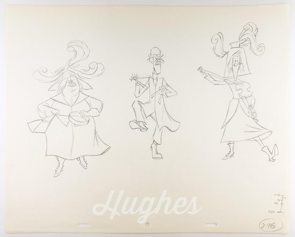 Original Disney Animation Drawing Pearly Band from Mary Poppins (1964) Production Art (1 of 1)