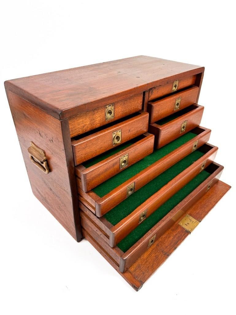 Antique 9 Drawer Machinist Cabinet Mahogany Brass Hardware (1 of 7)