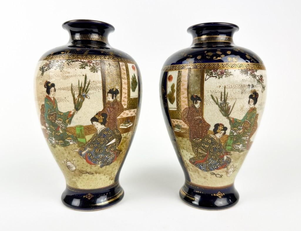 Pair of Japanese Ceramic Vases Meiji Period (1 of 15)