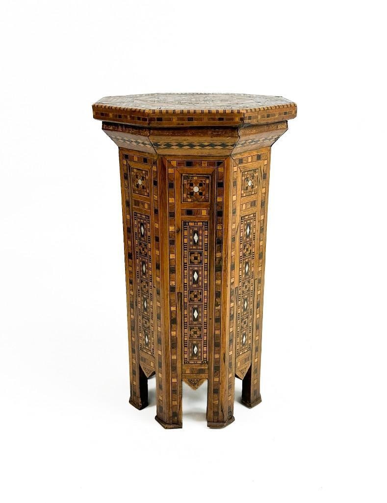 Don Rickles Estate: Vintage Syrian Marquetry Inlay Tea Table (1 of 16)