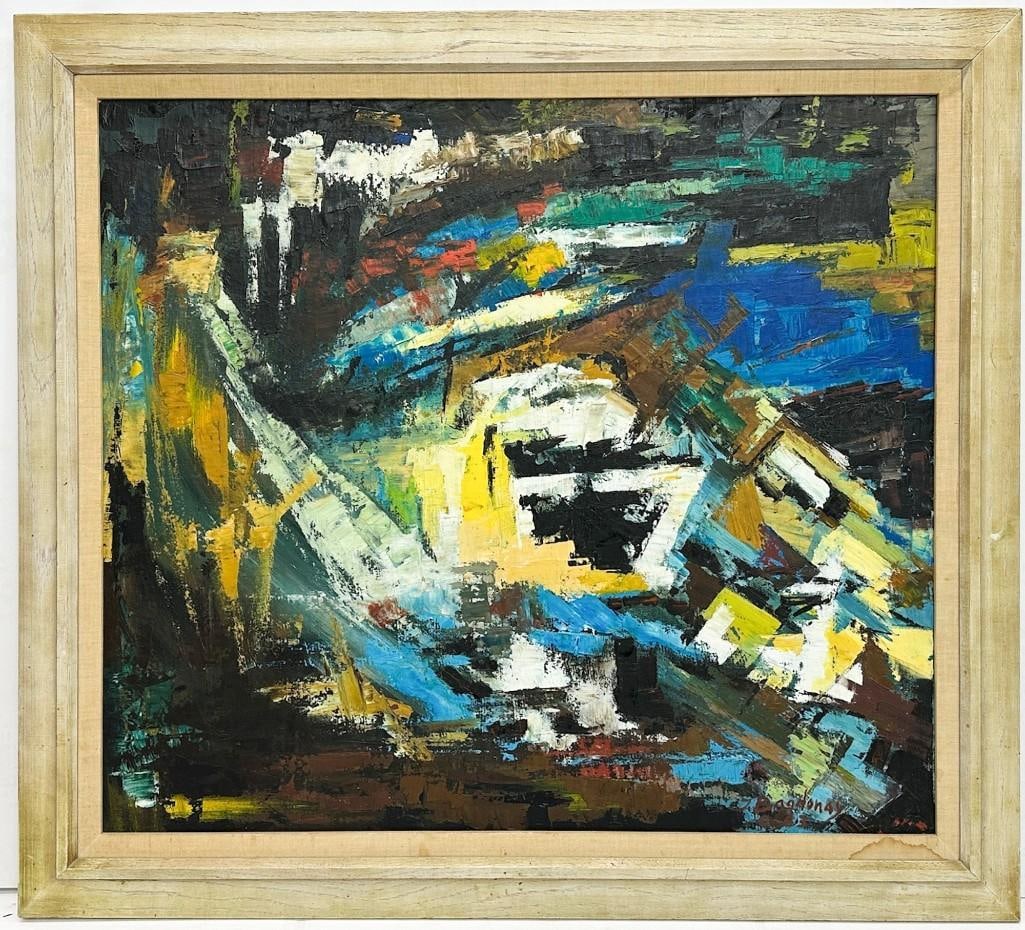Juozas Bagdonas (1911-2005) 1963 Original Abstract Painting on Board (1 of 7)