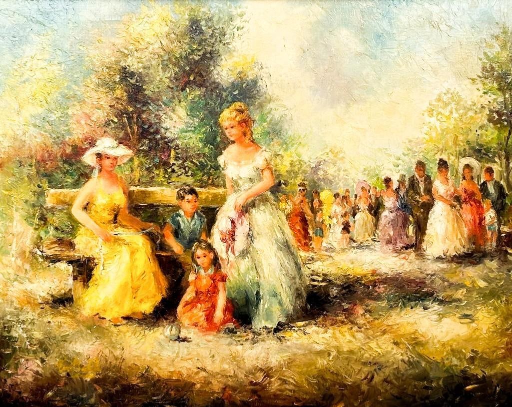 Eva Makk (b. 1933) Oil on Canvas, In The Park (1 of 5)