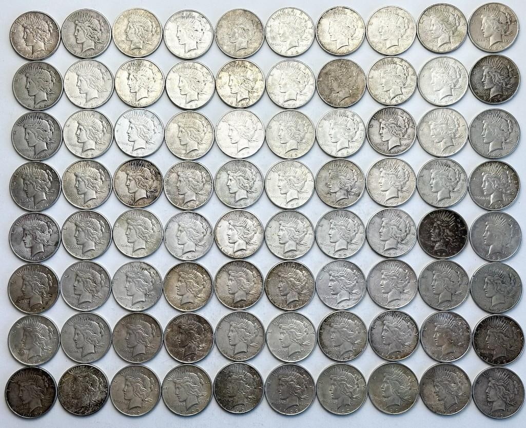 Lot of 80 Peace Silver Dollars 90% Silver (1 of 20)