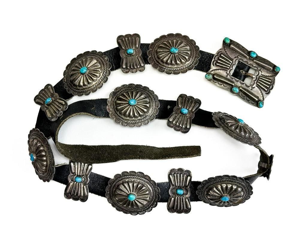 Vintage Silver Turquoise Concho Belt (1 of 10)