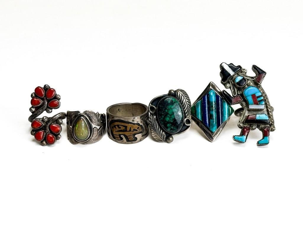 Lot of 6 Native American Rings (1 of 12)