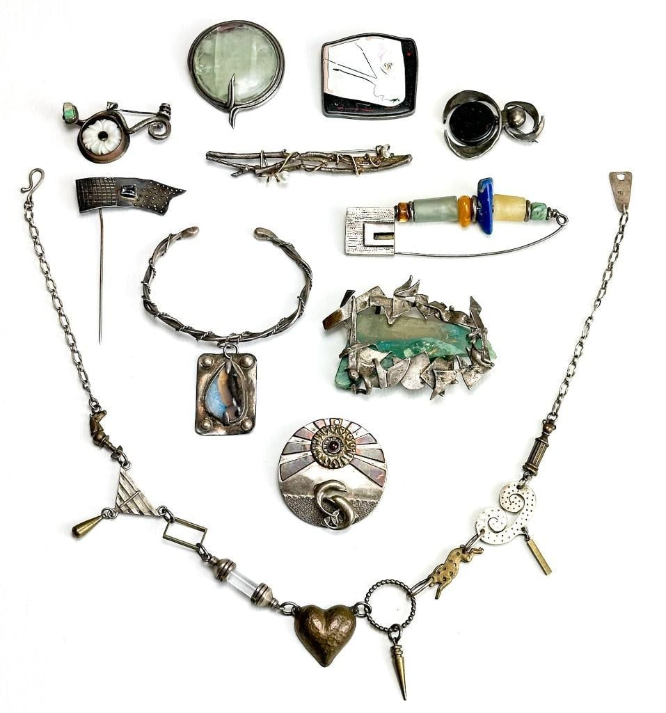 Lot of 11 Vintage Artist Made Brooches, Pins, Bracelet, and Necklace (1 of 20)