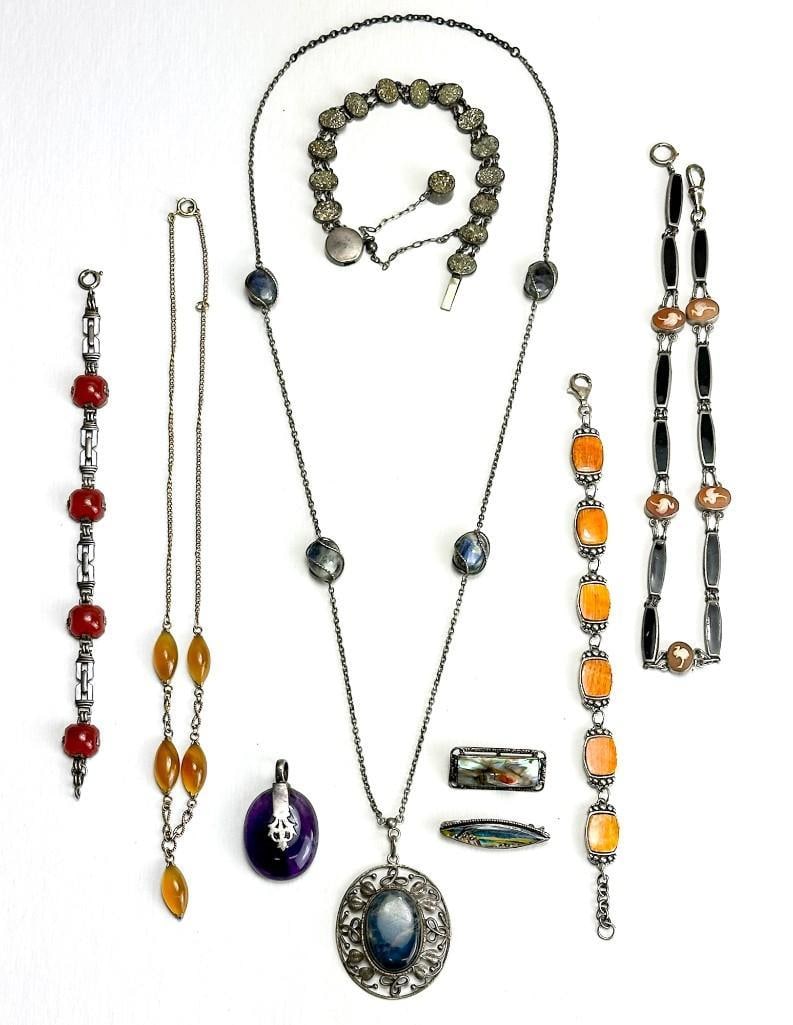 Lot of 9 Vintage Necklaces, Bracelets, Pins, and Pendant (1 of 6)