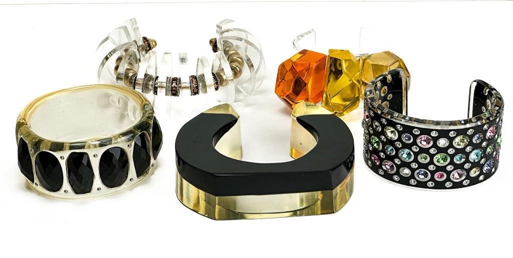 Lot of 5 Acrylic Cuff Bracelets: Lot of 5 Acrylic Cuff Bracelets. Good condition overall.