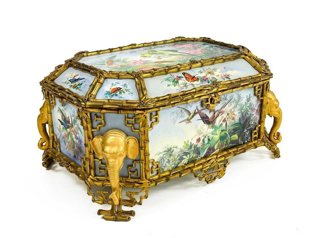 French Gilt Bronze & Porcelain Jewelry Casket (1 of 17)