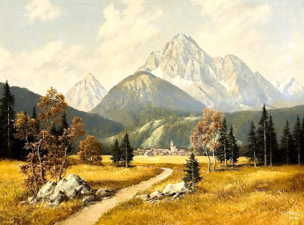 Meyer Muenchen (20th Century) Oil on Canvas Landscape (1 of 8)