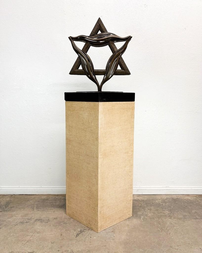 Marilyn Simon (20th-21st Century) Bronze Sculpture Star of David: Marilyn Simon (20th-21st Century) Bronze Sculpture Star of David. Titled "Eternity," 1991. Ed. 2/30. Signed, numbered and titled on bronze base. Base has paint finish. Overall approx. 68 in. H x 24.25