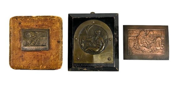 Lot of 2 Vintage Judaica Metal Plaques, Made in Palestine