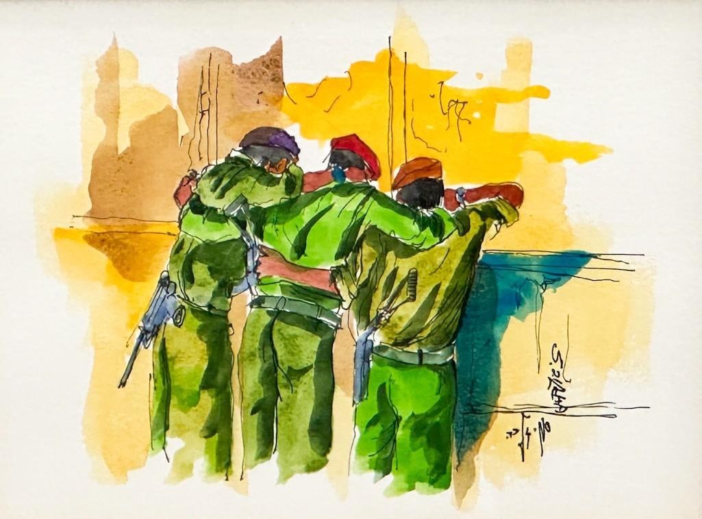 Sami Zilka (b. 1936) Watercolor on Paper, Signed: Sami Zilka (b. 1936) Watercolor on Paper, Signed. Not examined outside of plexiglass frame. Approx: overall: 19.25 in H x 21.25 in W; visible: 8.5 in H x 11.5 in W. Weight: 5.3 lbs.