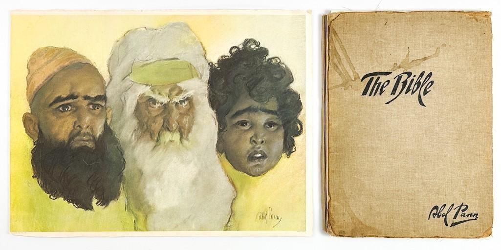 Lot of 2 Abel Pann (1883-1963)  Lithograph Collection and Print, The Bible in Pictures (1 of 20)